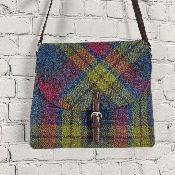 Glen Appin of Scotland Harris Tweed Torridon Wool Multi Plaid Shoulder Bag NWOT - Picture 7 of 14